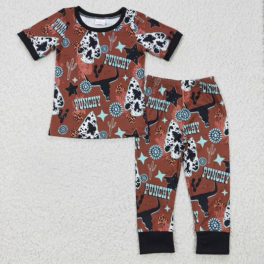 Baby Boys Western Cow Brown Pajamas sets