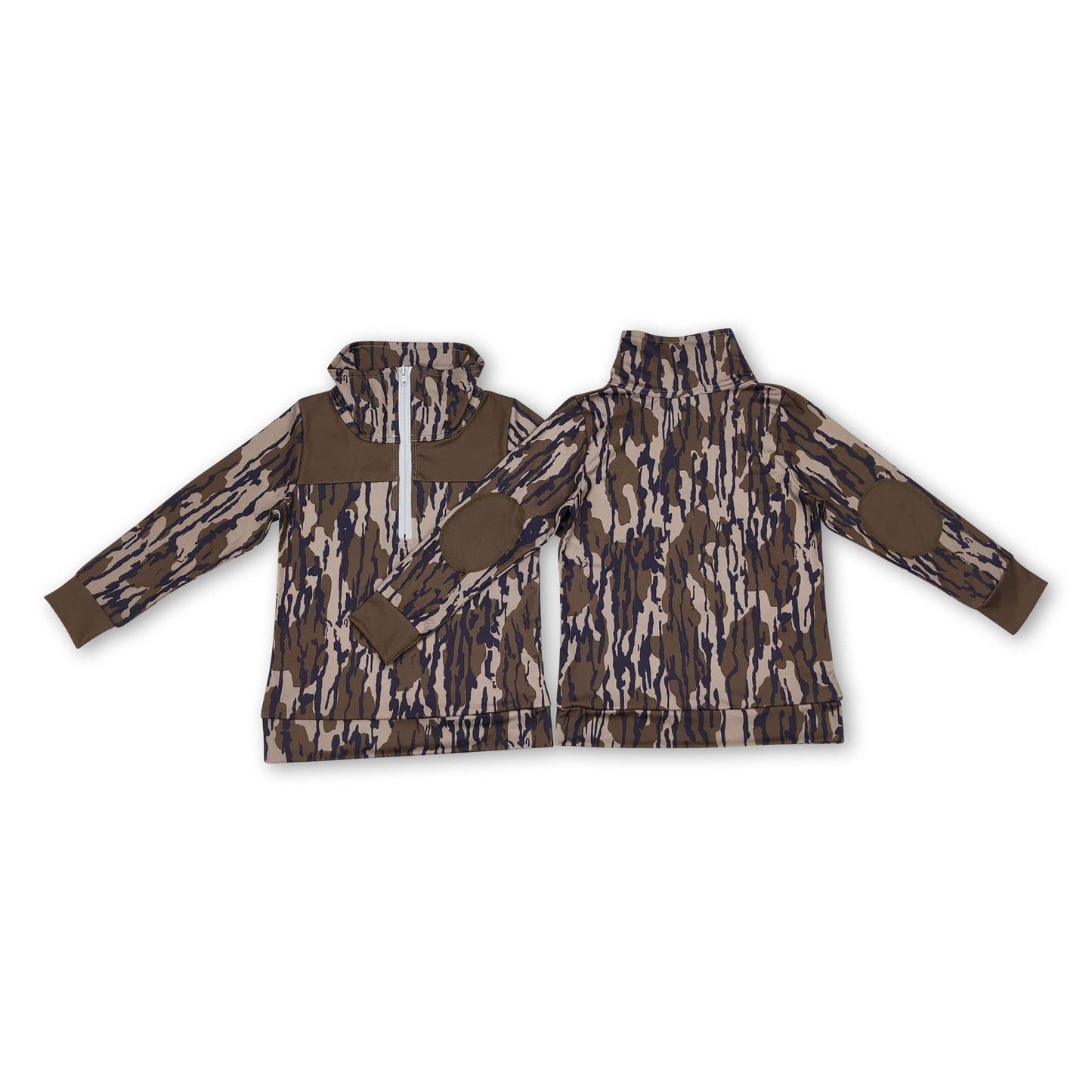 Long sleeves camo kids zipper pullover