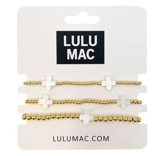 Gold Bracelet Set with Crosses