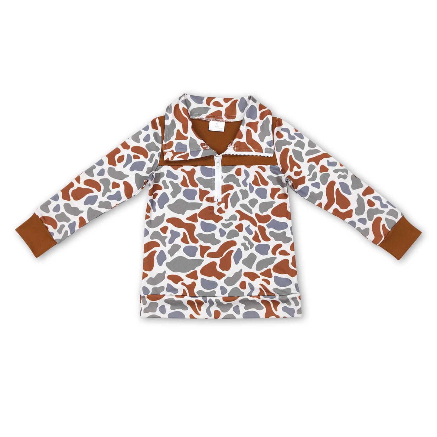 Long sleeves camo kids zipper pullover