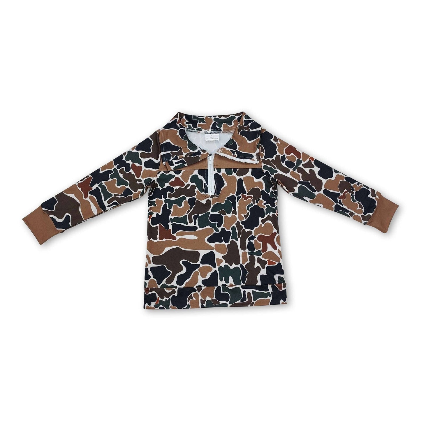 Long sleeves camo kids zipper pullover