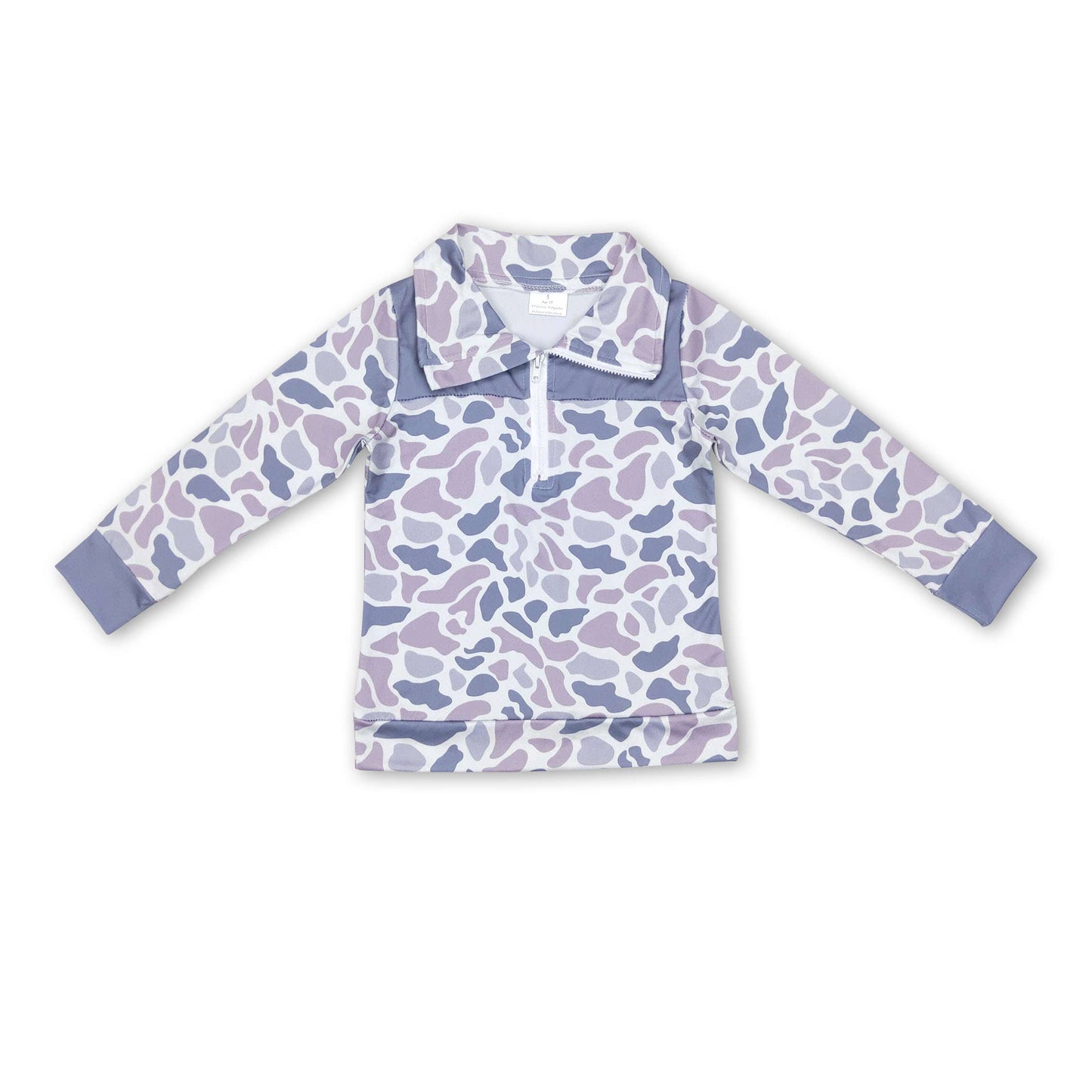 Long sleeves camo kids zipper pullover