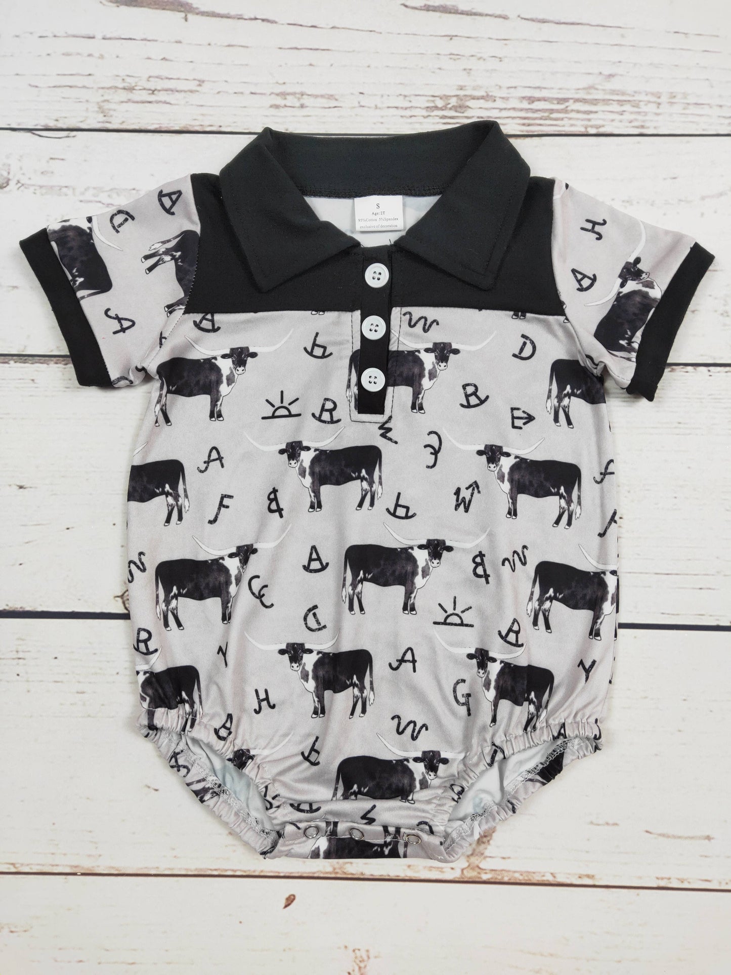 Black Cows Tags Bubble Romper