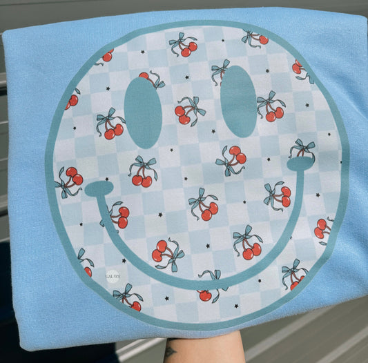 Checker & cherry face tee or sweatshirt