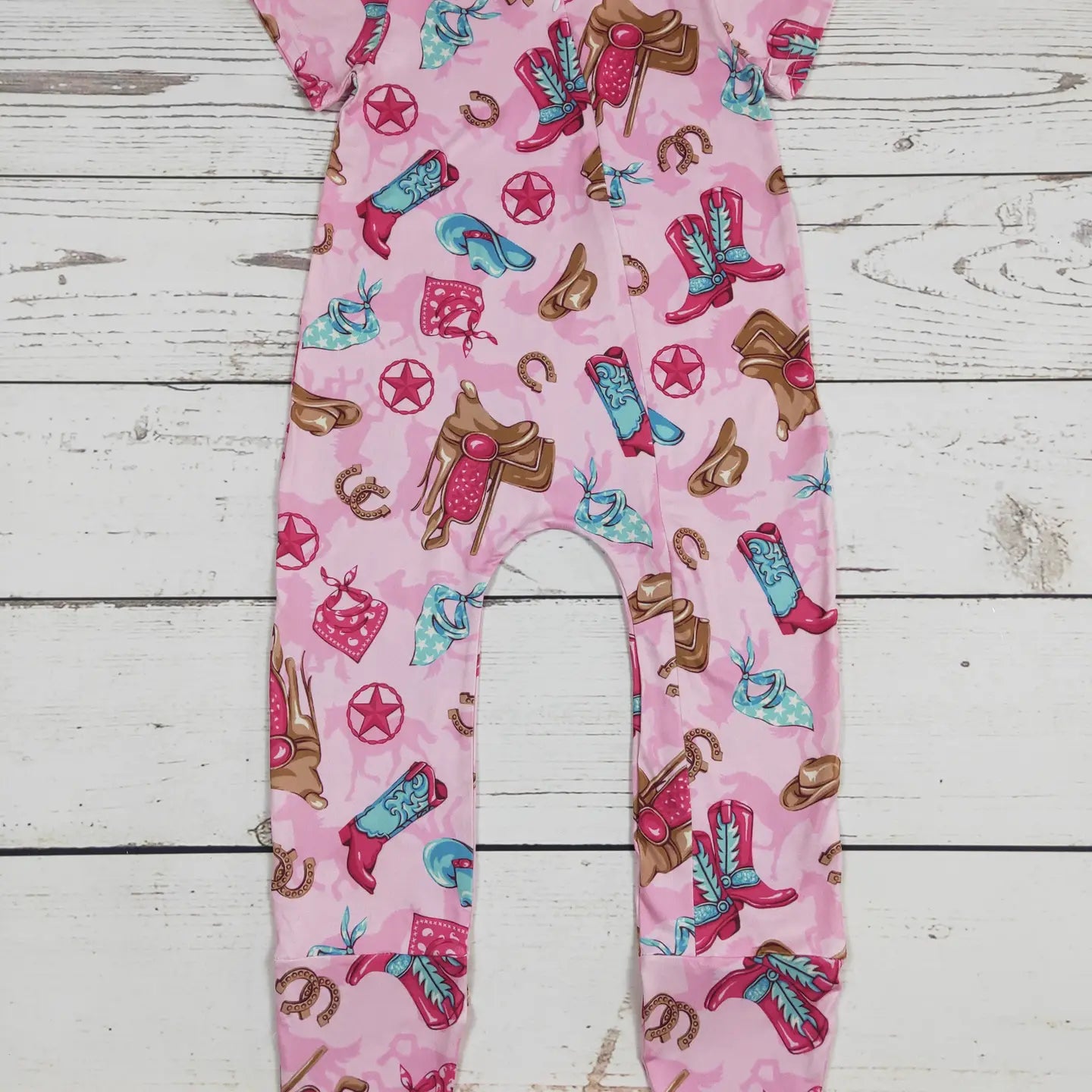 Baby Horseshoes Western Footed Sleep Romper