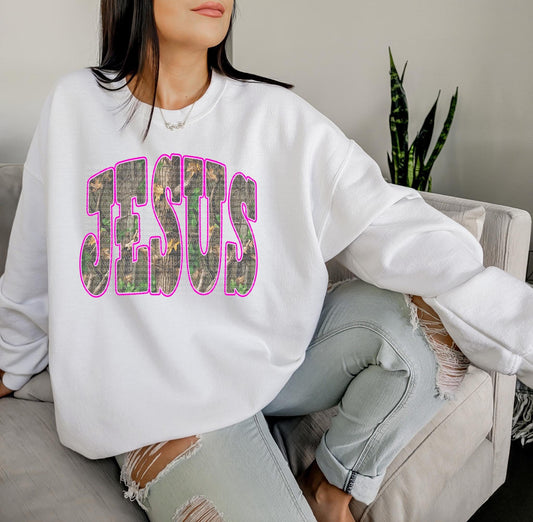 White Camo Jesus Crewneck
