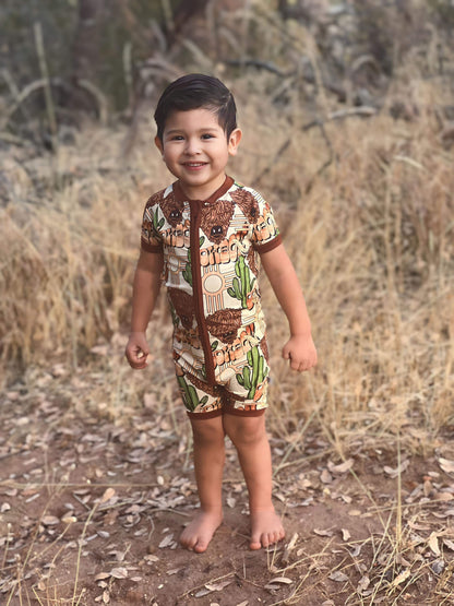 Cowboy Bamboo Shortie Romper (FINAL SALE)