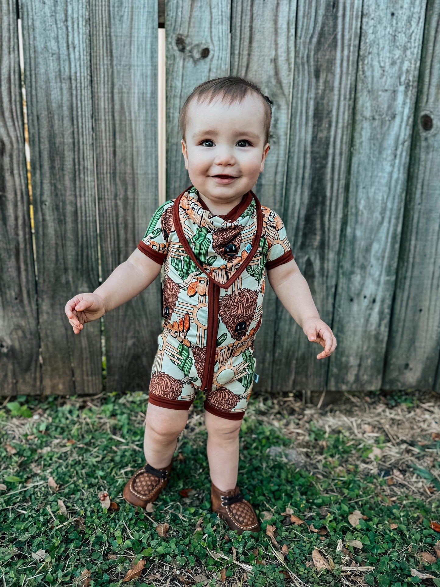 Cowboy Bamboo Shortie Romper (FINAL SALE)