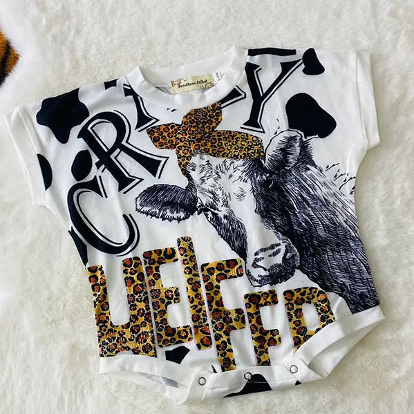 Leopard Cow Short Sleeve Infant Baby Onesie