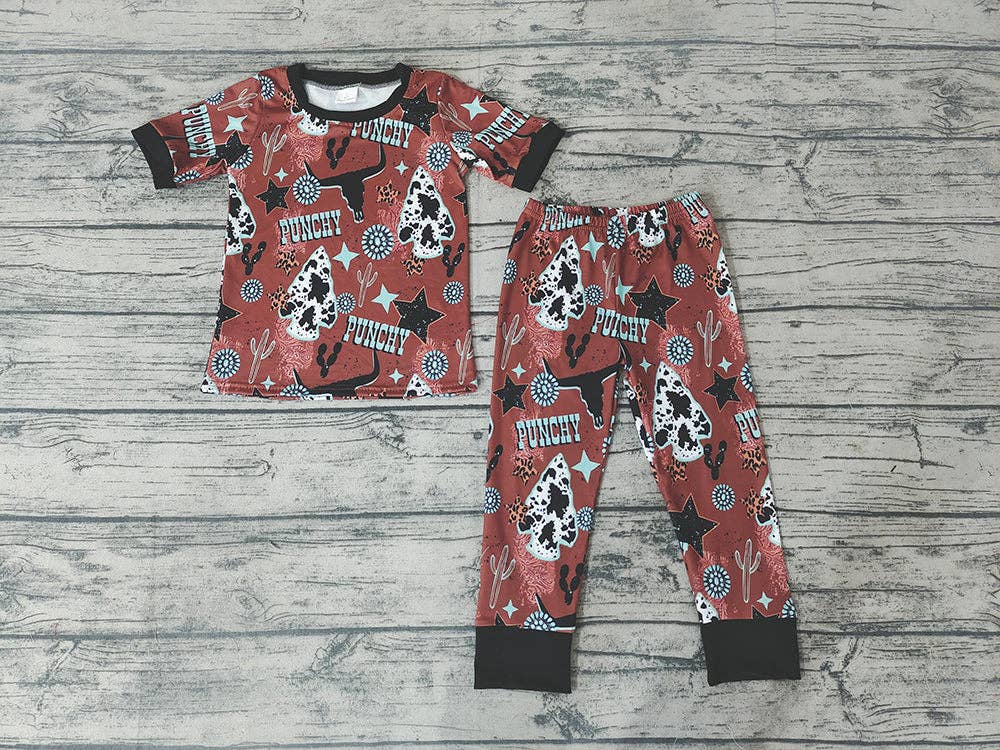 Baby Boys Western Cow Brown Pajamas sets