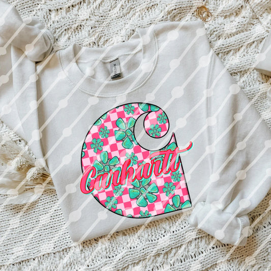 Pink checker and turquoise CH tee or sweatshirt (Copy)