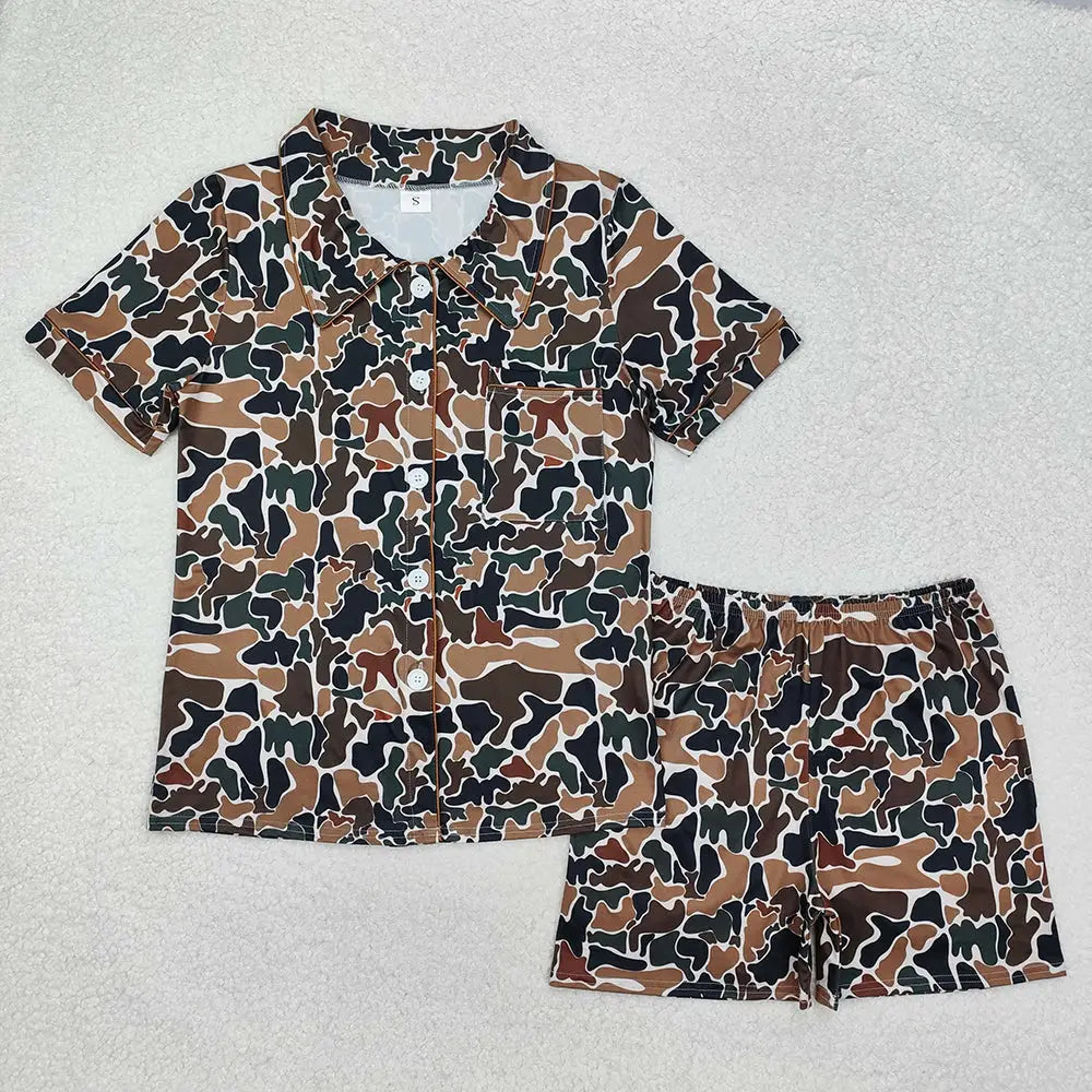 Womens Brown Camo Pajama Set